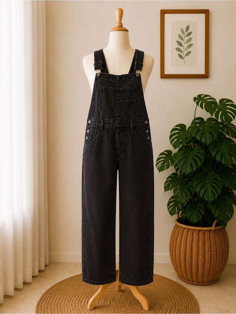 We The Free Black Denim Overalls